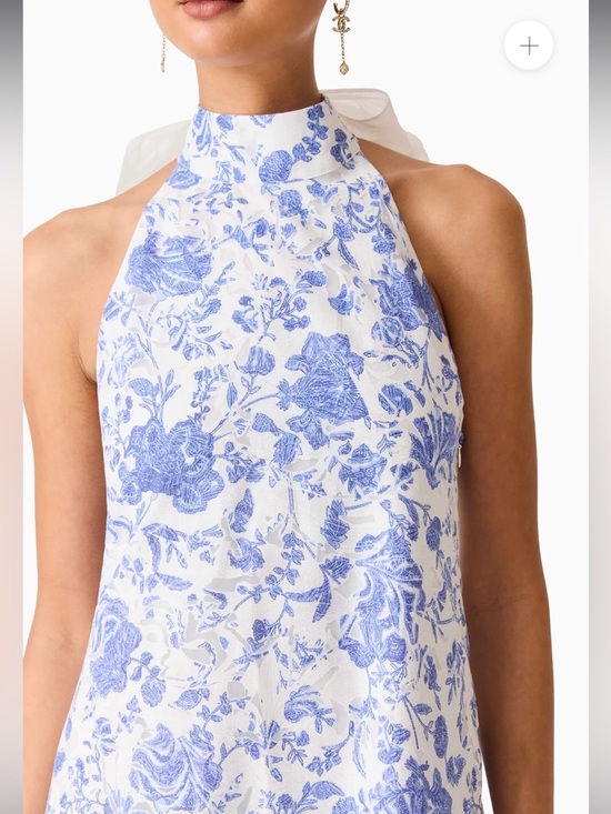 elliatt elin blue & white floral halter neck open back maxi gown dress large NEW - Picture 4 of 12